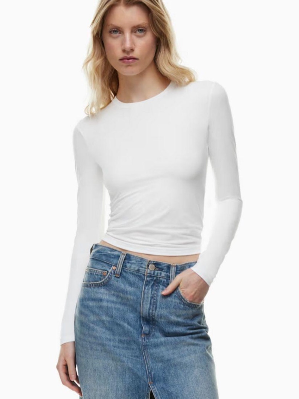 Aritzia Wilfred (Re)Touch Dauphine Longsleeve Top in White – Size Small (NWOT)